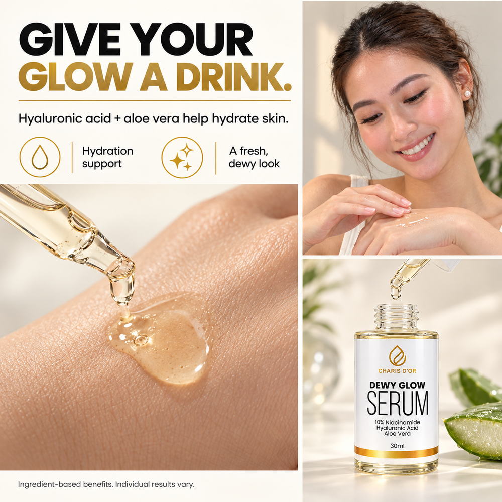 Dewy Glow Serum drops with hyaluronic acid and aloe vera